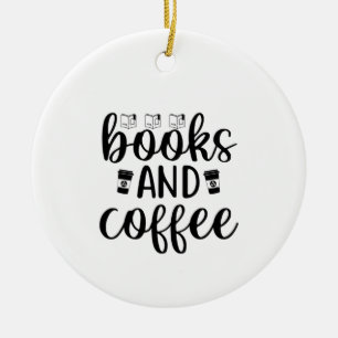Reading Art Books And Coffee Ceramic Ornament