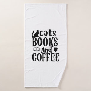 Reading Art Cats Books And Coffee Bath Towel
