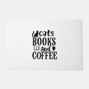 Reading Art Cats Books And Coffee Doormat