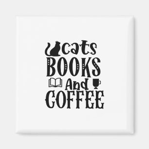 Reading Art Cats Books And Coffee Magnet