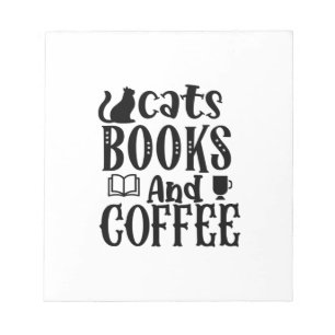 Reading Art Cats Books And Coffee Notepad