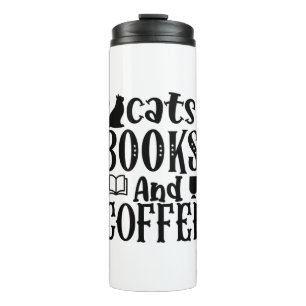 Reading Art Cats Books And Coffee Thermal Tumbler