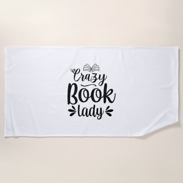 Reading Art Crazy Book Lady Beach Towel (Front)