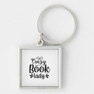 Reading Art Crazy Book Lady Key Ring