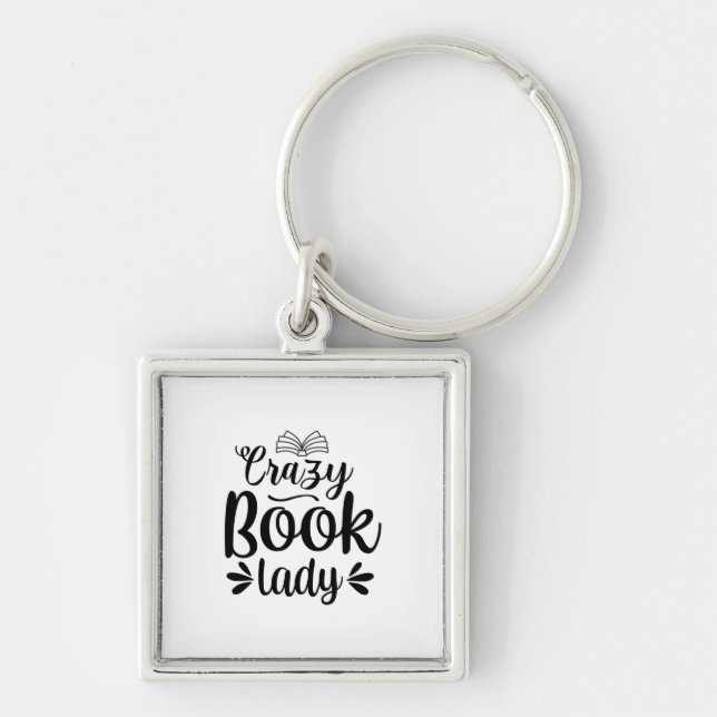 Reading Art Crazy Book Lady Key Ring (Front)