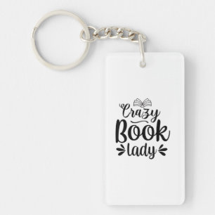 Reading Art Crazy Book Lady Key Ring