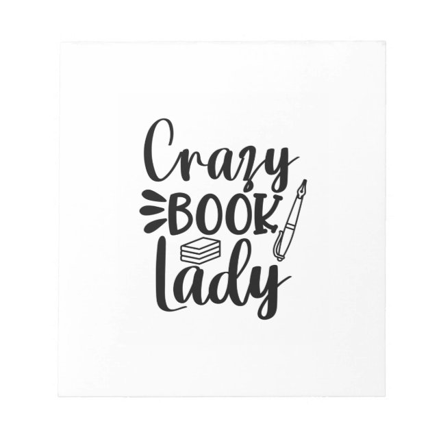 Reading Art Crazy Book Lady Notepad (Front)
