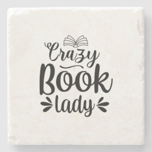 Reading Art Crazy Book Lady Stone Coaster