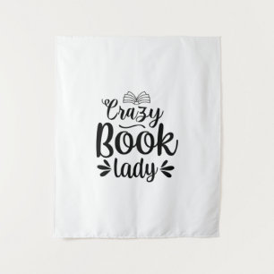 Reading Art Crazy Book Lady Tapestry