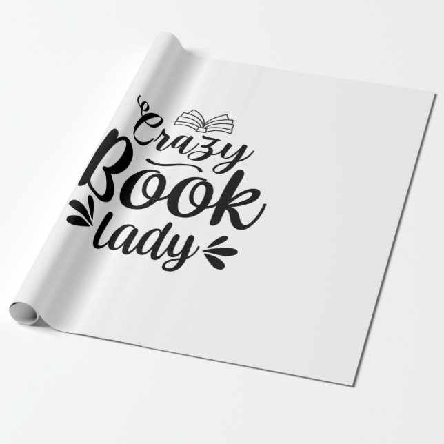 Reading Art Crazy Book Lady Wrapping Paper (Unrolled)