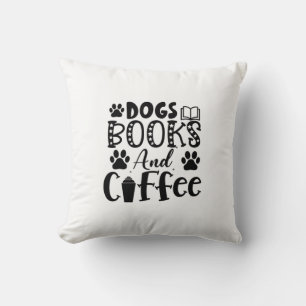Reading Art Dogs Books And Coffee Cushion