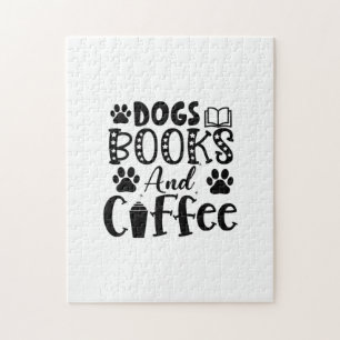 Reading Art Dogs Books And Coffee Jigsaw Puzzle