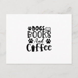 Reading Art Dogs Books And Coffee Postcard