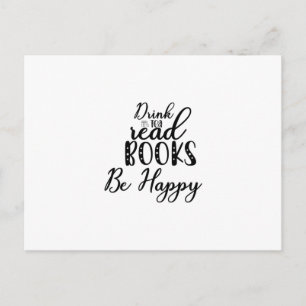 Reading Art Drink Tea Read Books Be Happy Postcard