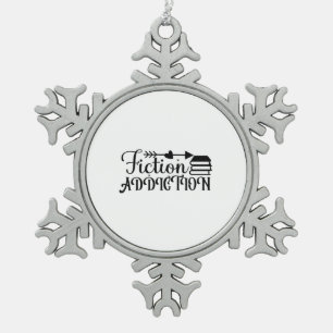 Reading Art Fiction Addiction Snowflake Pewter Christmas Ornament