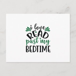 Reading Art I Love Read Past My Bedtime Postcard