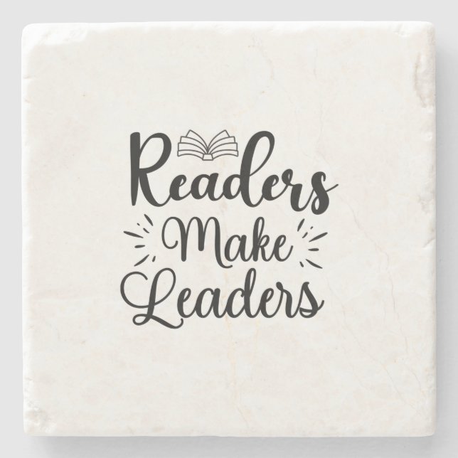 Reading Art Readers Make Leaders Stone Coaster (Front)