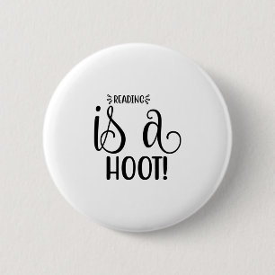 Reading Art Reading Is A Hoot 6 Cm Round Badge
