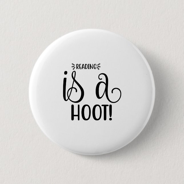 Reading Art Reading Is A Hoot 6 Cm Round Badge (Front)