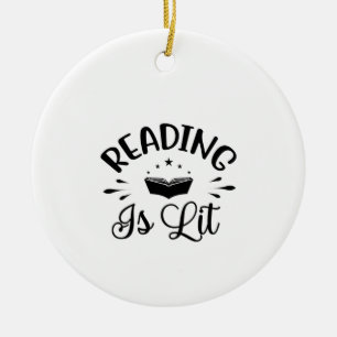 Reading Art Reading Is Lit Ceramic Ornament