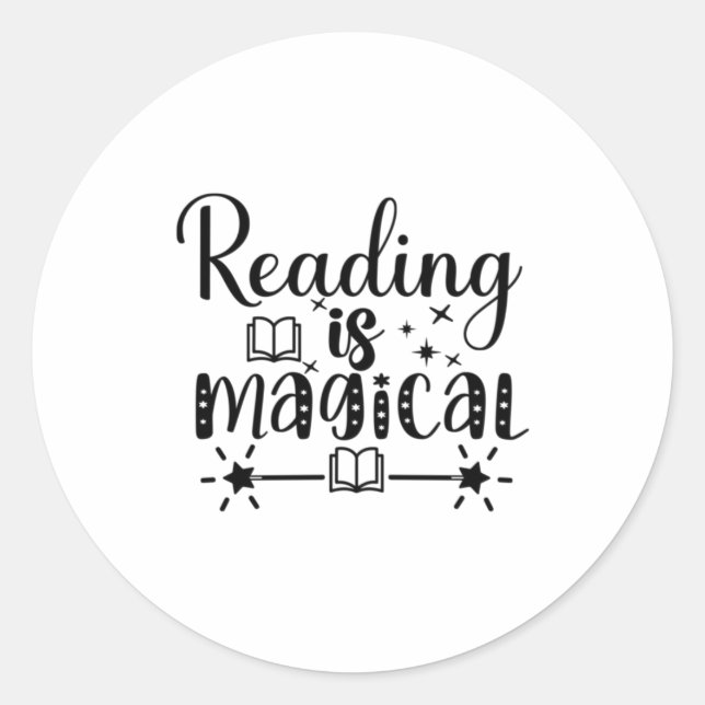 Reading Art Reading Is Magical Classic Round Sticker (Front)