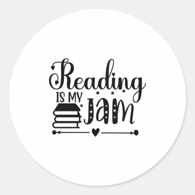 Reading Art Reading Is My Jam Classic Round Sticker (Front)