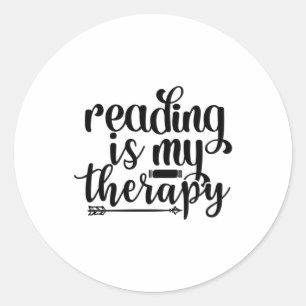 Reading Art Reading Is My Therapy Classic Round Sticker