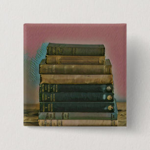 Reading artwork gift 15 cm square badge