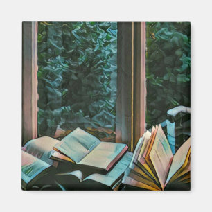 Reading artwork gift magnet