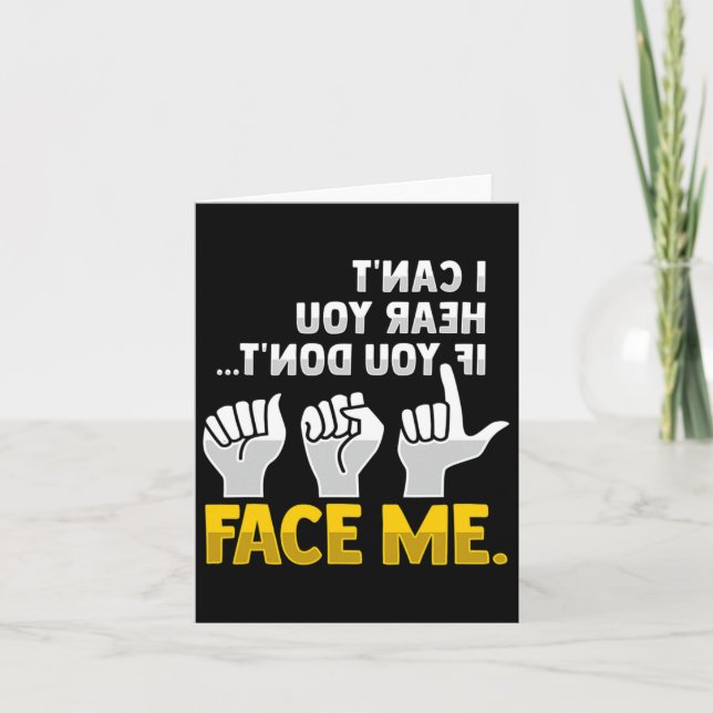 Reading Asl Hand Gesture Deaf Hearing Loss Awarene Card (Front)