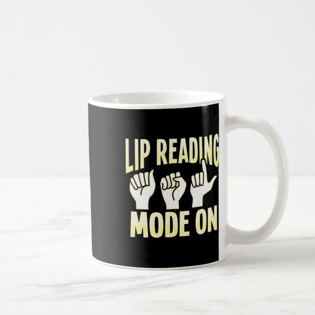 Reading Asl Hand Gesture Deaf Hearing Loss Awarene Coffee Mug (Right)