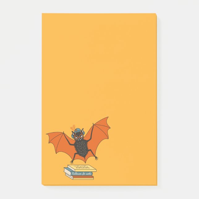 Reading Bat | Whimsical Librarian with Books Post-it Notes (Front)