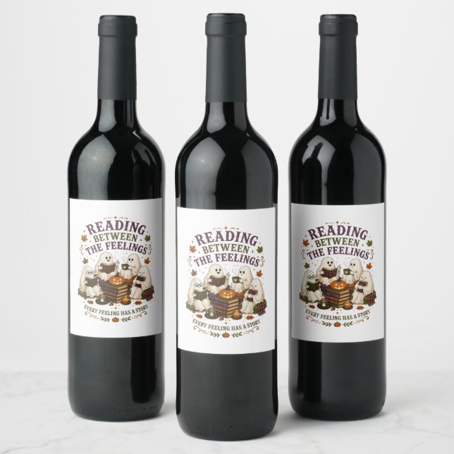 Reading Between The Feelings Ghost Readers Wine Label (Bottles)