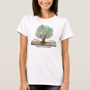 Reading book blooming tree personalised T-Shirt