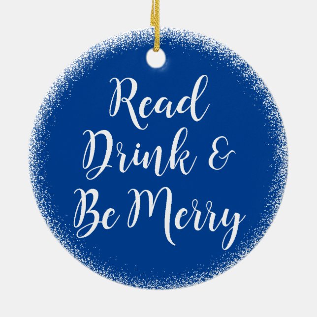 Reading Book Club Be Merry Holiday Blue Ceramic Ornament (Back)