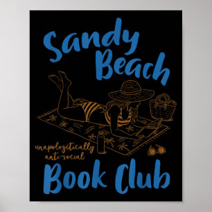 Reading Book Lover Bookish Summer Sandy A Beach Poster