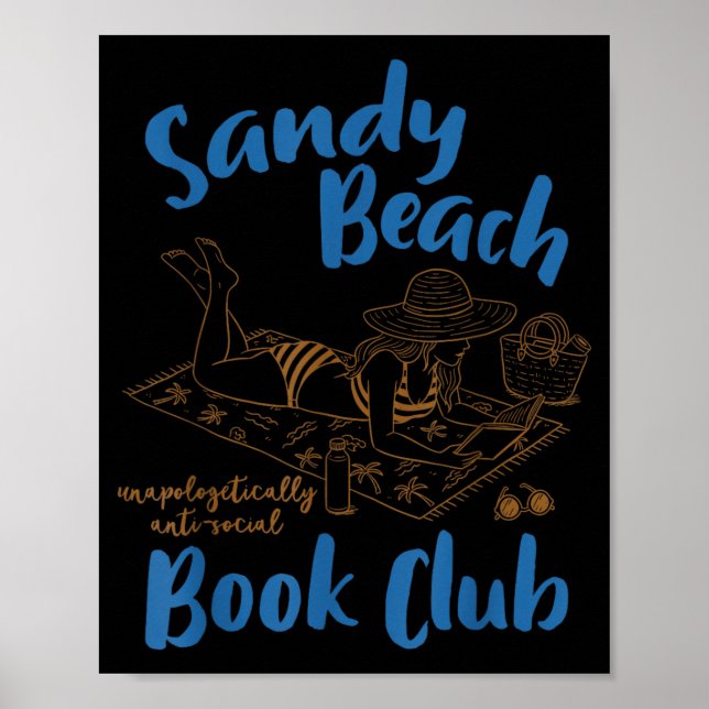 Reading Book Lover Bookish Summer Sandy A Beach Poster (Front)