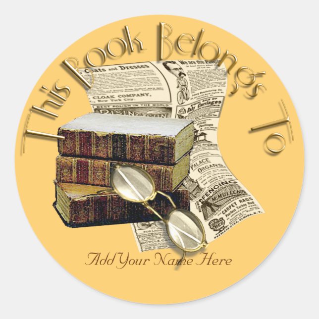 Reading Bookplate Classic Round Sticker (Front)