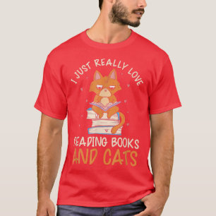Reading Books And Cats Cat Book Lovers Reading Boo T-Shirt