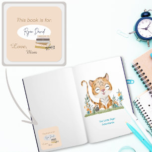 Reading Books Personalised Kids Bookplate Square Sticker