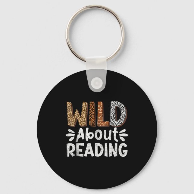 Reading books reader librarian wild animals leopar key ring (Front)