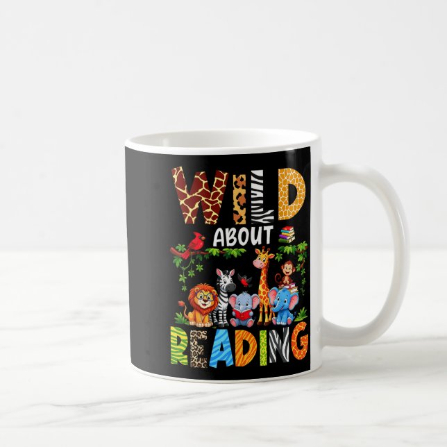 Reading books reader librarian wild animals lover coffee mug (Right)