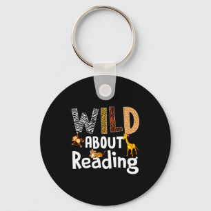 Reading books reader librarian wild animals lover key ring