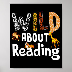 Reading books reader librarian wild animals lover poster