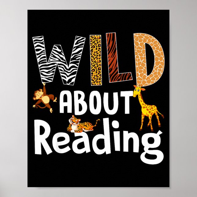 Reading books reader librarian wild animals lover poster (Front)