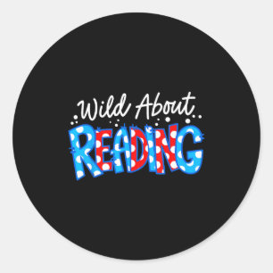 Reading books reader lover librarian teacher kids classic round sticker
