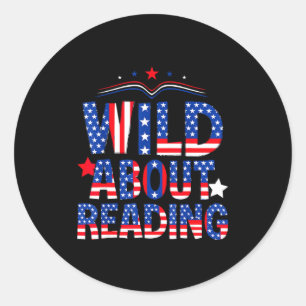 Reading books reader lover librarian teacher kids classic round sticker