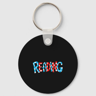 Reading books reader lover librarian teacher kids key ring