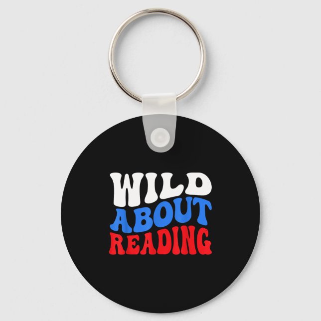 Reading books reader lover librarian teacher kids key ring (Front)