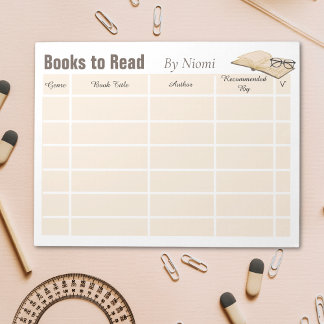 Reading Books Tracker Kids Notepad